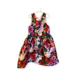NWT Pippa & Julie Pink and Red Floral Shantung Dress size 10